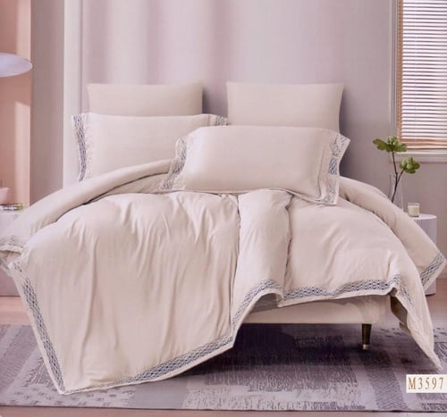 مفرش رواني دانتيل لون بيج صيفي مزدوج