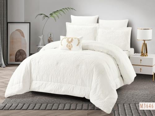 مفرش ميلانا دانتيل محفور أبيض صيفي مزدوج