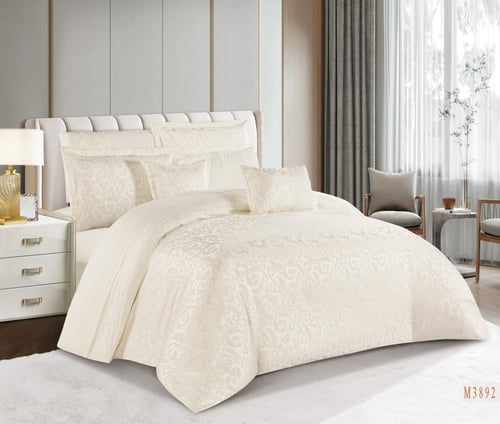 مفرش شانيل فاخر 8 قطع لون سكري صيفي مزدوج