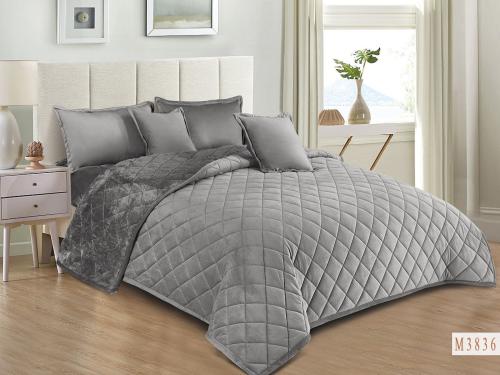 مفرش مضغوط ديمة مخمل فرو لون رمادي شتوي مزدوج