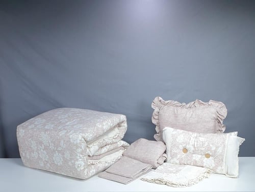 مفرش ميلانو دانتيل مشجر 8 قطع صيفي مزدوج