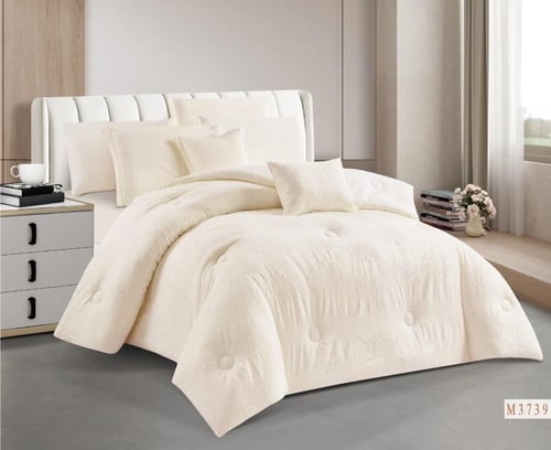 مفرش نيوم لون سكري 8 قطع صيفي مزدوج