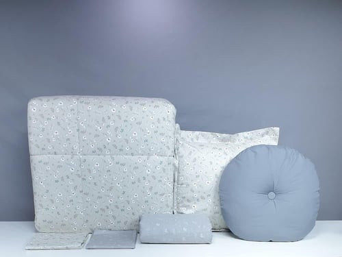 مفرش لوتس مشجر 7 قطع قطن 100% صيفي مفرد ونصف