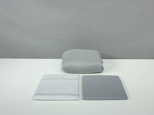 مفرش هوتيل فندقي مقلم لون رصاصي صيفي مفرد ونصف