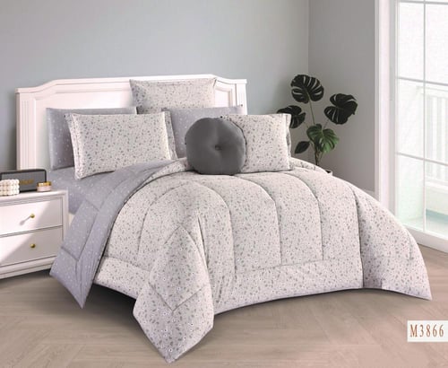 مفرش لوتس مشجر 7 قطع قطن 100% صيفي مفرد ونصف