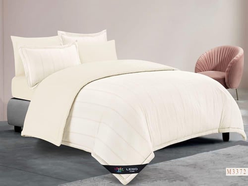 مفرش هوتيل فندقي مقلم لون سكري حليبي صيفي مفرد ونص...