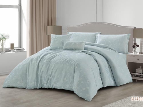 مفرش برومس جاكار لون رصاصي فاتح صيفي مزدوج