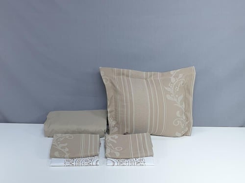 مفرش لورين جاكار لون بيج غامق 7 قطع صيفي مزدوج