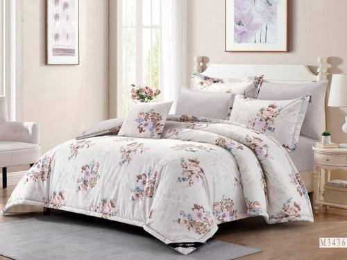 مفرش زينة مشجر قطن 100% صيفي مفرد ونصف