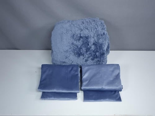 مفرش مضغوط ديمة مخمل فرو لون أزرق شتوي مزدوج