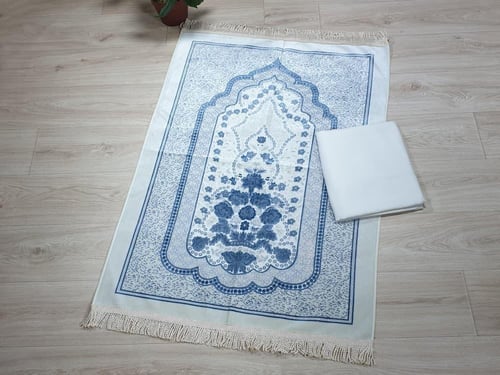 طقم سجادة صلاة وشرشف صلاة لف روز سادة بألوان متعدد...