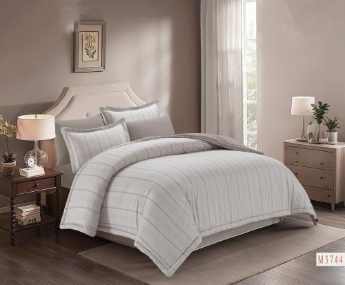 مفرش هوتيل فندقي مقلم لون رمادي غامق صيفي مزدوج