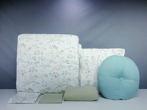 مفرش لوتس مشجر 7 قطع قطن 100% صيفي مفرد ونصف