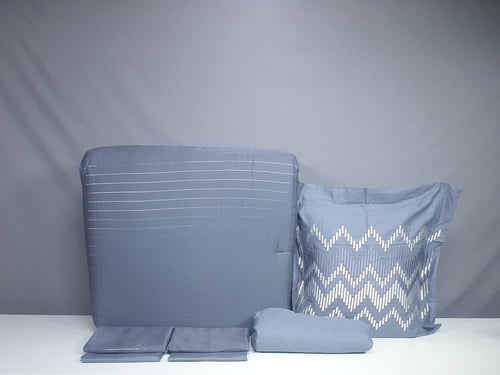 مفرش تينسل سايكورا قطن 100% لون رصاصي غامق 8 قطع ص...