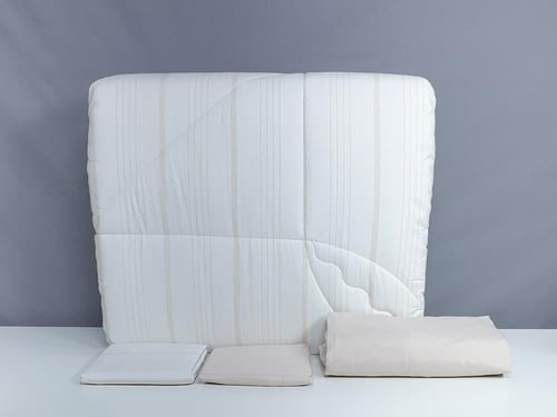 مفرش هوتيل فندقي مقلم لون بيج فاتح صيفي مفرد ونصف