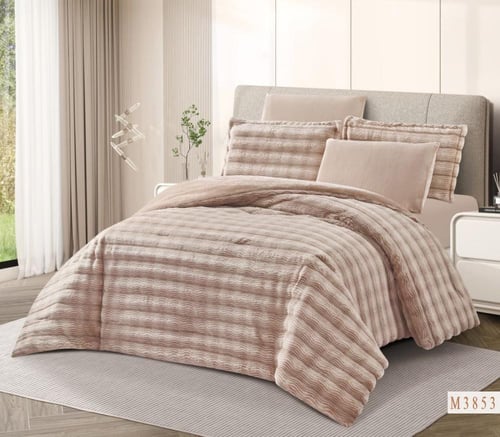 مفرش كتاليا فرو أرنب لون جملي شتوي مزدوج