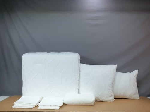 مفرش جويس أبيض فاخر مطرز 8 قطع صيفي مزدوج