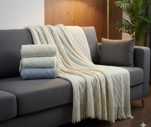 بطانية شال غطاء زينة للأريكة و السرير 2*10+127*cm...