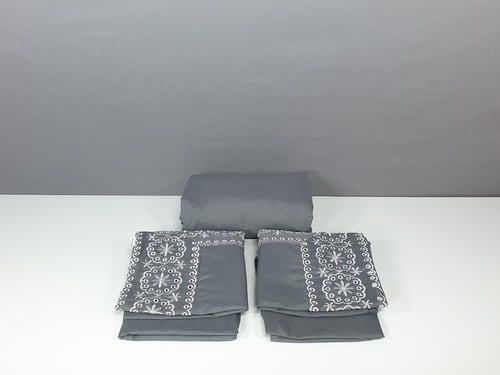 مفرش ايسل رصاصي غامق مطرز 7 قطع صيفي مزدوج