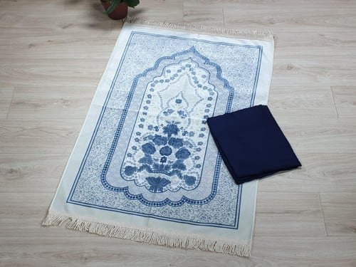 طقم سجادة صلاة وشرشف صلاة لف روز سادة بألوان متعدد...