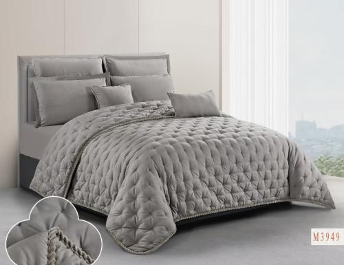 مفرش روزا مطرز لون رصاصي غامق 8 قطع صيفي مزدوج