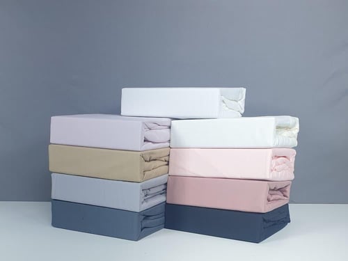 شرشف مطاط مع 2 غطاء وسادة مايكروفايبر ناعم مزدوج