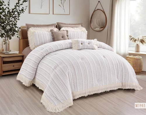 مفرش ميلانو دانتيل مشجر 5 قطع صيفي مفرد ونصف