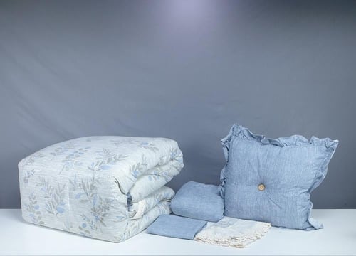 مفرش ميلانو دانتيل مشجر 5 قطع صيفي مفرد ونصف