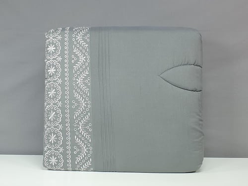 مفرش ايسل رصاصي غامق مطرز 7 قطع صيفي مزدوج