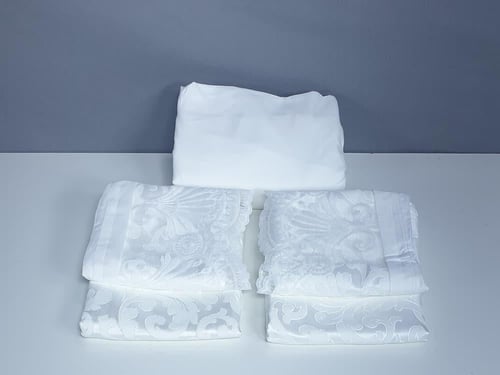 مفرش شانيل فاخر 8 قطع لون أبيض صيفي مزدوج