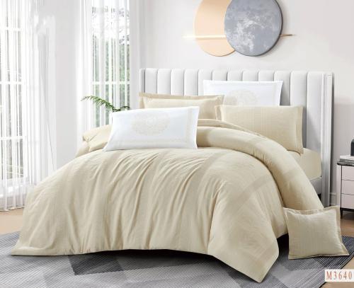 مفرش لورين جاكار لون بيج فاتح 7 قطع صيفي مزدوج