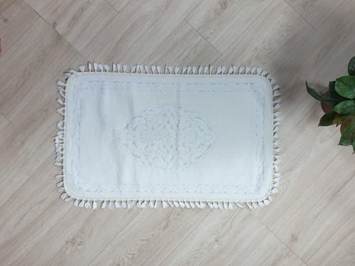 سجادة أرضية تركي أبيض قطن 100% 60*100 CM