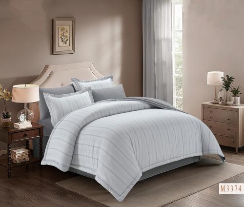 مفرش هوتيل فندقي مقلم لون رصاصي صيفي مفرد ونصف