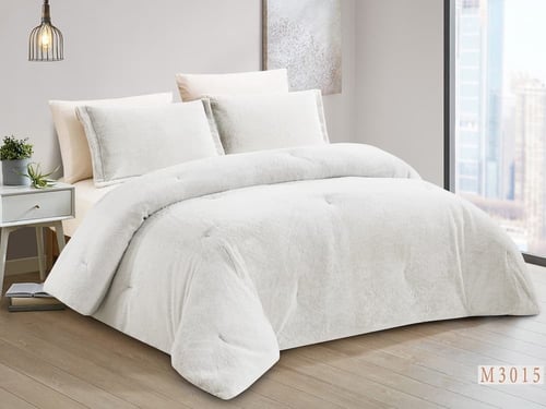 مفرش تالا فرو لون أبيض شتوي مزدوج