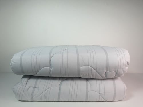 مفرش هوتيل فندقي مقلم لون رصاصي صيفي مزدوج