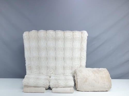 مفرش كتاليا فرو أرنب لون بيج غامق شتوي مزدوج