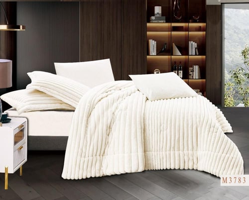 مفرش مودة فرو لون سكري شتوي مزدوج