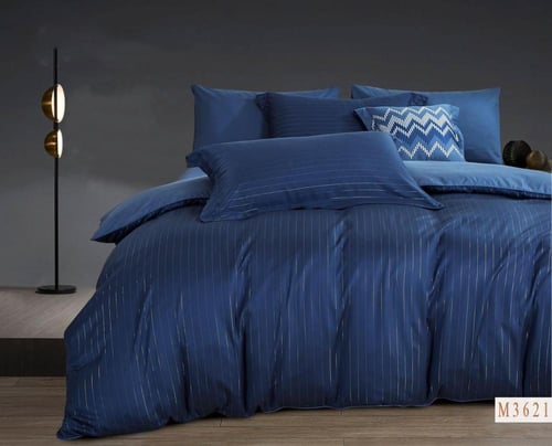 مفرش تينسل سايكورا قطن 100% لون كحلي صيفي مفرد ونص...