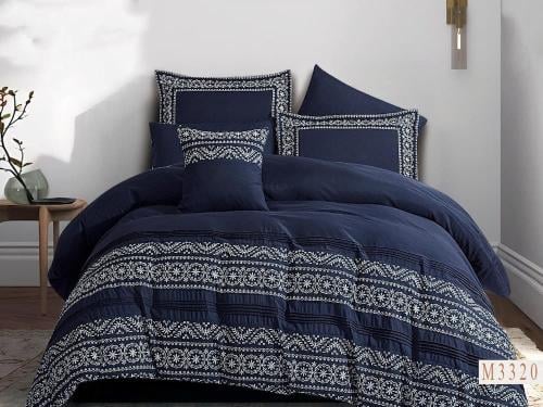 مفرش ايسل كحلي مطرز 5 قطع صيفي مفرد ونصف