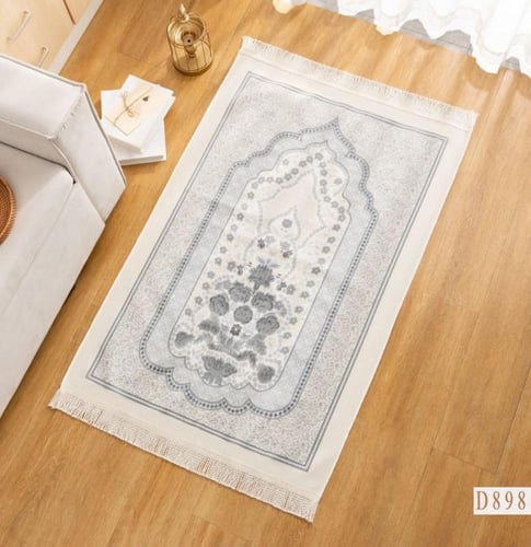 سجادة صلاة فلاور دانتيل رصاصي فاتح 80*cm 120