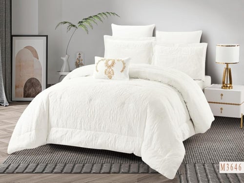 مفرش ميلانا دانتيل محفور أبيض صيفي مزدوج