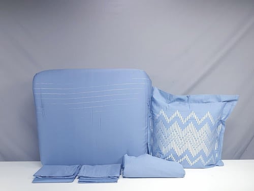 مفرش تينسل سايكورا قطن 100% لون أزرق 8 قطع صيفي مز...