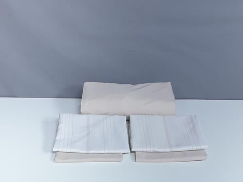 مفرش هوتيل فندقي مقلم لون بيج فاتح صيفي مزدوج