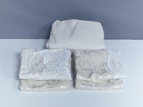 مفرش شانيل فاخر 8 قطع لون بيج صيفي مزدوج