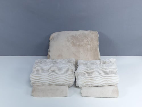 مفرش كتاليا فرو أرنب لون بيج غامق شتوي مزدوج