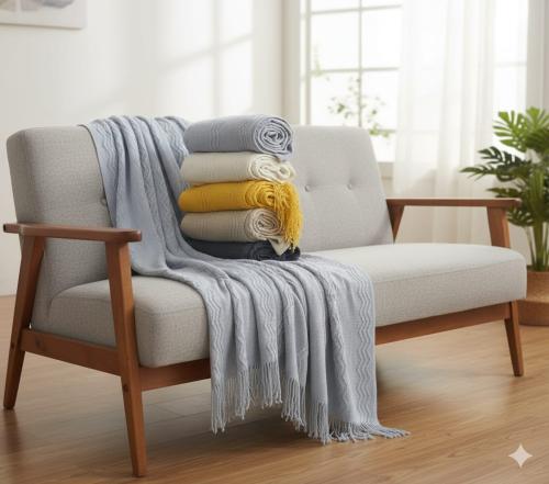 بطانية شال غطاء زينة للأريكة و السرير 2*10+127*cm...