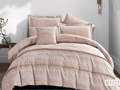 مفرش ايسل لحمي مطرز 5 قطع صيفي مفرد ونصف