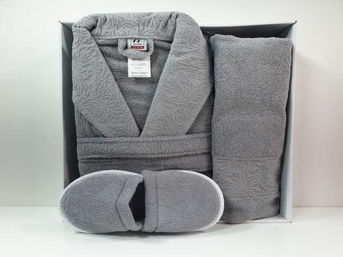 طقم روب استحمام ميرا فردي لون رصاصي 5 قطع