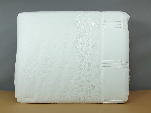 مفرش ريفال دانتيل محفور أبيض صيفي مزدوج