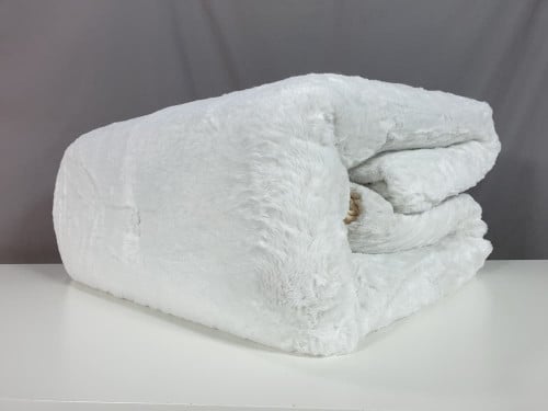 مفرش تالا فرو لون أبيض شتوي مزدوج